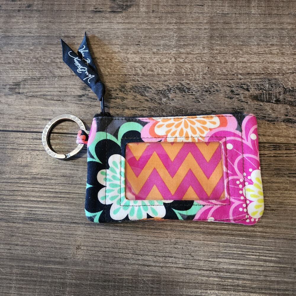 Vera Bradley ID wallet pouch with key ring b43